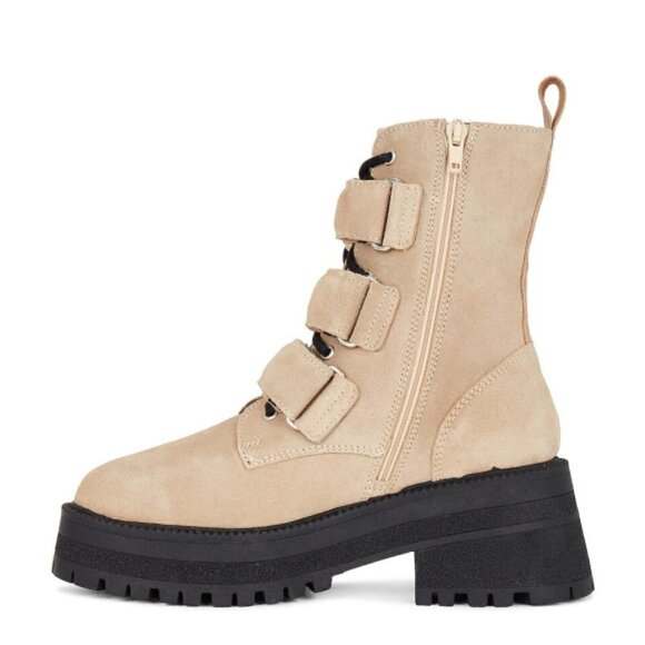 Free People 'Emmett' Velcro Tab Lug-Sole Suede Ankle Boots, Latte - Picture 5 of 5